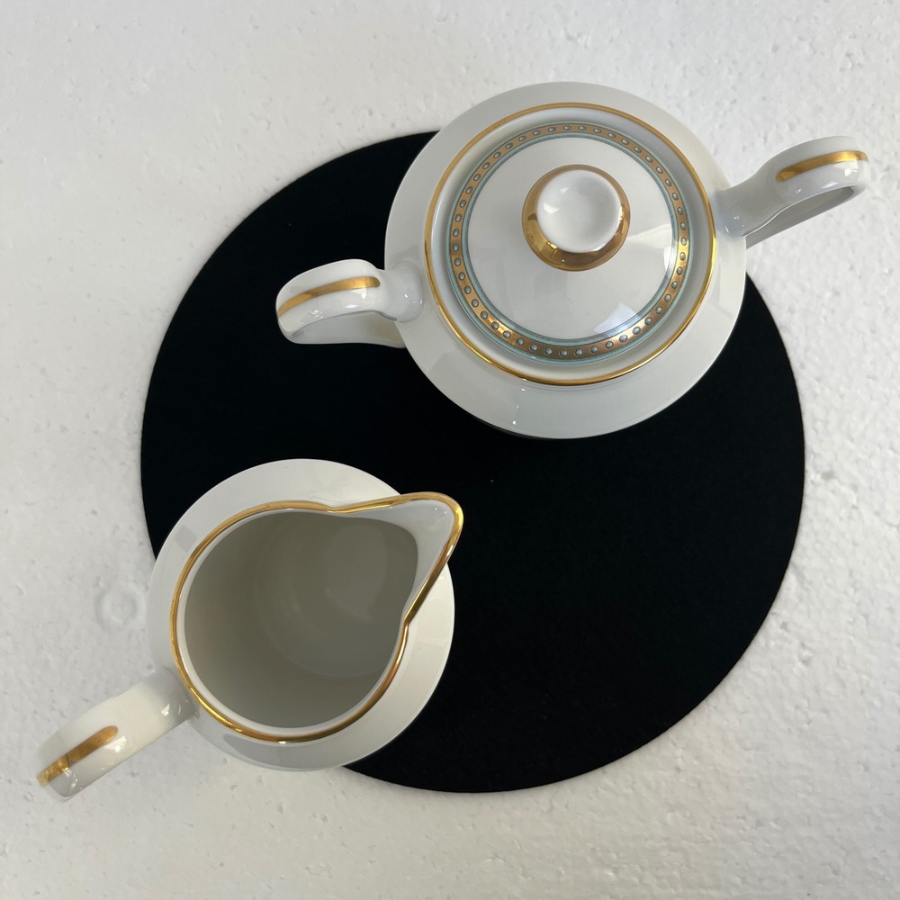 Vtg‎ Christian Dior Trianon Creamer & Sugar Bowl Set La Collection Gold Trim - Picture 3 of 11